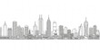 © Shahbaz - A minimalist line art illustration of a city skyline with skyscrapers