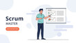 © Niken - Scrum Master Explains Agile Sprint Progress on Whiteboard