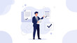© Rayyan - Businessman reviewing documents with checkmarks, concept of approval and confirmation