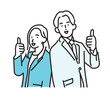 © kogome - シンプル　イラスト　笑顔のビジネスパーソンの男性と女性　ビジネスシーン