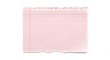 © Assetian - A close-up view of a pink lined index card with perforated edges