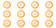 © Topoti - Nine orange ribbon badges with white checkmarks arranged in a grid