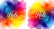 © Harun - Two square Holi greeting cards with abstract colorful watercolor backgrounds and 'Happy Holi' text
