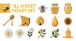 © Saraswati - Honey and bee related elements set cartoon style illustrations vector