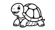 © Ron Sun - Smiling turtle cartoon character with big eyes and shell on transparent background