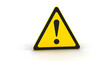 © Isabella  - Yellow triangular warning sign icon with black border 3D render isolated on transparent background.