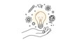 © muhammad - Hand holding lightbulb with creative symbols in minimalist line art with soft warm glow for innovation