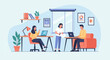 © singa - Three people working on laptops in a modern office space
