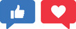 © Zaid Shani - Colorful social media speech bubbles with thumbs up and heart icons representing online communication and digital interaction
