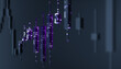 © mim.girl - Futuristic candlestick trading chart with data points. AI financial market concept. 3d rendering