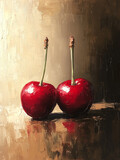 Red Cherries on a dark background