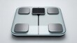 © Auyob Masih - Smart digital body weight scale with a clear glass platform and four metallic silver electrodes, isolated on a clean white background.
