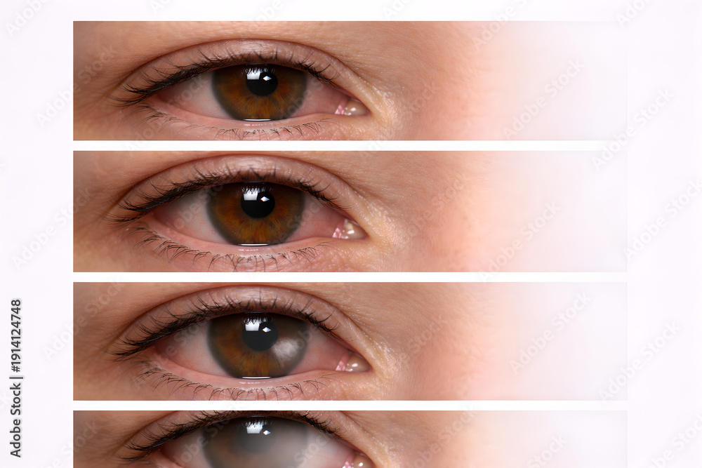 Localized Redeness Photorealistic 3D medical Micronutrients: eyes: Xerophthalmia (dry ...