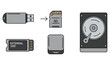 © Vidoy - Hardware components illustration showcasing storage devices