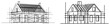 © Wieslaw - Technical architectural sketch of houses under construction with scaffolding and roof frames