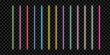 © NH RIDOY - Colorful neon light tubes set vector. Glowing vertical line symbol for futuristic background, bright fluorescent lamp and electric diode illumination collection. Vector Illustration.