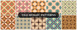© ExpressVectors - Collection of bright colorful seamless geometric mosaic tile patterns. Decorative ornamental vintage repeatable backgrounds