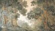 © May - Wall painting with classic forest image in the interior for home decor and wall art. Calm composition for relaxation and rest