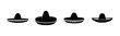 © ROKON - Four variations of a simple line drawing of a sombrero Vector, illustration