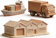 © Leo Rohmann - Creative modeling of transportation concepts featuring a cargo ship truck and storage facility in clay showcasing innovative logistics and supply chain visualization