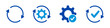 © dlyastokiv - Sync process, icon reload set, circle arrow with gear wheel, recycling recurrence, renewal refresh processing icons, settings, update with a checkmark