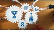 © InfiniteFlow - Team Collaboration and Achievement Concept with Gears Symbolizing Goals, Success, and Awards in a Dynamic Office Environment. Amity