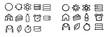 © PAPA STOCK - Minimalist black line icon set with symbols like sun atom house cake water bottle alarm clock jump rope leaf and stopwatch