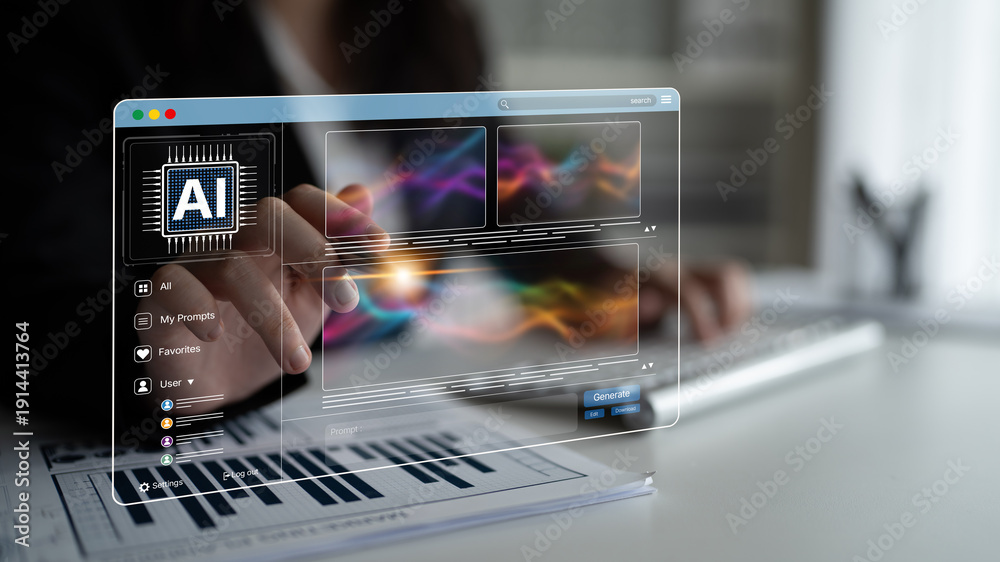 Stock-Foto „AI platform generating art images with dynamic interface ...