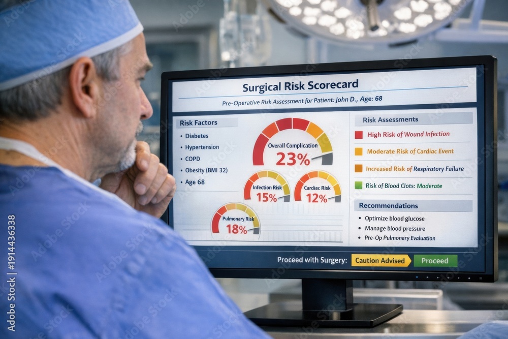 Surgery Risk Type Surgical Risk Scorecard Shows Pre-Operative Assessment for Patient Age ...