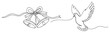 © AnimalZOO - Flying dove and wedding bells with ribbon in continuous line art style