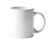 © Bet - A plain white ceramic mug, with a curved handle, isolated against a black background. Simple, clean design