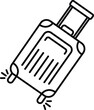 © SHIRIN - A simple line drawing of a suitcase with wheels and a handle.