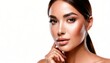 © tita - Elegant Woman with Flawless Makeup and Contoured Features Posing Gracefully.