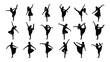 © Creative Designs - Silhouettes of dancers in various poses showcasing elegance and grace isolated on white background, Vector