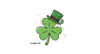 © Ahtasham - Lucky four leaf clover wearing green top hat with buckle and smiling face for st patrick's day
