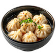 © Syafitri - Steamed soup dumplings (xiaolongbao) in a bamboo basket, presented on a dark surface