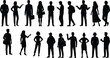 © MstSahida - Business people silhouette collection, diverse men and women standing, walking, talking, professionals isolated on white background set