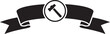 © MC Creative - Black ribbon banner with hammer icon inside circle for design element
