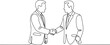 © Mofazzelh - Single line drawing of businessmen handshaking his business partner. Great teamwork. Business deal concept. one line Icon drawing