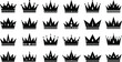 © V Stock - Royal crown silhouette set with king and queen tiara icons isolated on white background