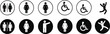 © Itz Raju - Accessibility restroom symbols icons disabled inclusive signage vector pictograms universal facilities