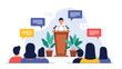 © MD - Professional public speaking and corporate conference event with keynote speaker addressing an audience from a podium in large seminar hall.