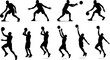 © raccoontail - Basketball players silhouettes vector icon set isolated