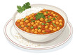© Panoy - Chana Masala with individual chickpea detailing, clean minimal vector