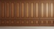 © The 2R Artificiality - Classic wall design in interior background with 3D rendering of vintage brown beech wood panels and joinery