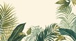 © AkuAku - Summer design featuring hand drawn tropical plants including palm and monstera with simple background