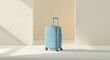 © TheWaterMeloonProjec - Simple minimal background in soft light featuring premium light blue travel trolley with text area
