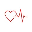 © HowTutorial - Red Outline Heart with Electrocardiogram Pulse Line.
