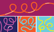 © Graphicsign - Vibrant colorful squiggly line art designs in four panels
