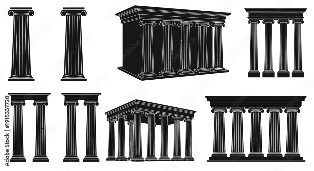 Collection of Ancient Greek Roman Architectural Column Designs and ...